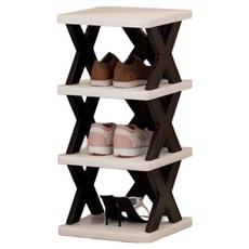 Flori多層小型玄關鞋櫃 4層, 1 黑色象牙白, 1個