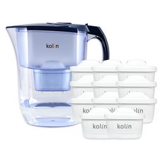 Kolin 歌林 四重精濾濾水壺 + 濾芯 11個, 藍色, 1套, 3.8L