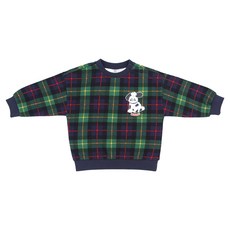 mollimelli 梅里萌格紋刷毛大學T恤