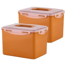 에코센스 황토 누름이 직사각 밀폐용기, 2개, 6.3L