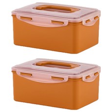 韓國 ecosense 黃土按壓式長方形密封容器, 2個, 2.7L