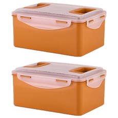 에코센스 황토 누름이 직사각 밀폐용기, 2개, 7.5L