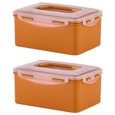 에코센스 황토 누름이 직사각 밀폐용기, 2개, 3L