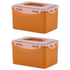 에코센스 황토 누름이 직사각 밀폐용기, 2개, 3.5L
