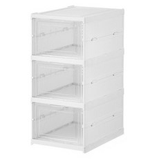 壓克力透明折疊鞋櫃, 白色, 3層