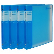 MiDAS HYUNPOONG 透明3孔活頁夾 UV印刷 A4 20p, 藍色, 4個