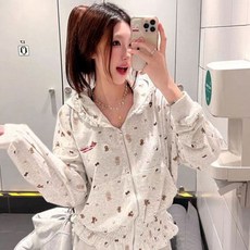 피어니스트 러블리 강아지 프린트 후드집업