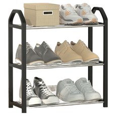 쿠쏘 조립식 수납 신발장 42cm, 블랙, 3단