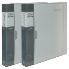 MiDAS HYUNPOONG 透明文件夾 UV印刷 附外殼 A4 60頁, 黑色, 2個