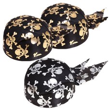 PARTY 09 骷髏海盜頭巾派對帽 金色2入 + 銀色組合, 金色, 銀色, 1套