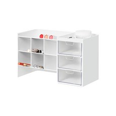 Lab&Tools 桌面收納架 小物整理盒, 白色 + 透明, 1個