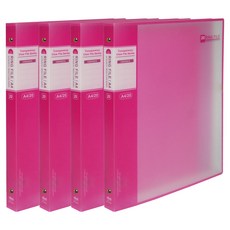 마이다스 투명 3공 링화일 UV인쇄 A4 20p, 적색, 4개