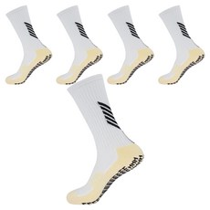 Atict 防滑運動跑步足球襪, 白色, 5個