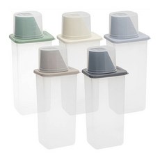 EASY&FREE Clean Keep 雜糧冰箱整理收納罐 1.2L 5件組, 1套, 白色 + 綠色 + 木紋灰 + 海洋灰 + 藍色