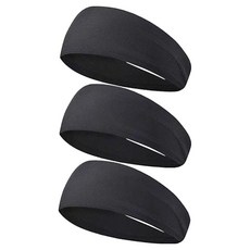 Tideco 簡約健身跑步髮帶, 黑色, 3個