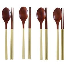 Klein 傳統漆器雙色餐具4人組, 黃色, 1套, 湯匙 4p + 筷子 4p