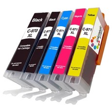 잉크메이드 캐논 PGI-970 CLI-971 XL 대용량 호환잉크 5종 세트, 포토검정, 검정, 파랑, 빨강, 노랑, 1세트