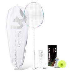 POWERMAX 全碳纖維超輕量 7U Air Booster 100 羽毛球拍 粉彩紫 75g 已穿線 專用拍套隨機出貨 握把布 羽毛球 2入, 1個, 單一商品