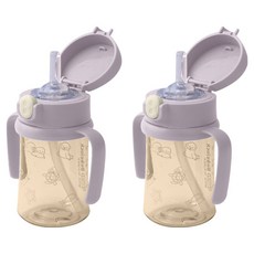 Bebelock 韓國製造 Aiwa PPSU 單鍵吸管杯, 210ml, 2個, 薰衣草紫