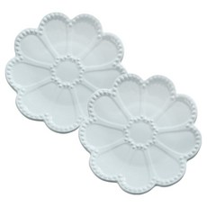 JUST HOME 花瓣造型陶瓷6吋盤2件組 9232-33B-1, 1套, 2 件組花瓣盤, 天青色