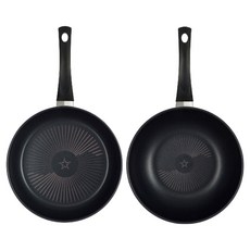 HAPPYCALL New Comfort 鑽石平底鍋 2件組, 黑色, 1套, 平底鍋 30cm + 炒鍋 30cm