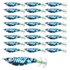 亮片章魚閃亮大眼睛 M2 木蝦, 藍色, 10g, 25個