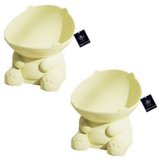 DING DONG PET 寵物大容量恐龍斜口碗, 黃色, 2個