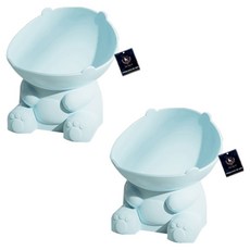 DING DONG PET 寵物大容量恐龍斜口碗, 藍色, 2個