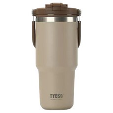TYESO 泰碩 二代 304不鏽鋼手提保溫冰霸杯, 摩卡色, 750ml, 1個
