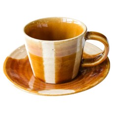 茶釉十草咖啡組 日本製, 1個, 土黃色