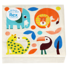 Rex LONDON 方形餐巾紙, 1個, 熱帶動物, 20個裝