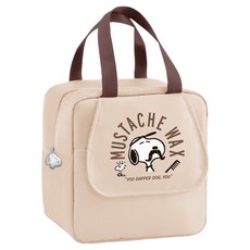 PEANUTS 史努比 復古理髮廳手提大容量保溫袋, 1個, 奶杏色