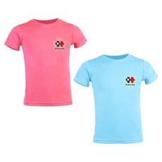 MI MI LEO 國旗印花T23吸排T恤 2件組, 粉桃色 + 水藍色