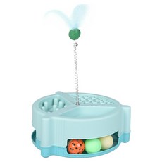 Truly House 寵物超趣味多功能羽毛玩具 慢食轉盤碗, 綠色, 1個