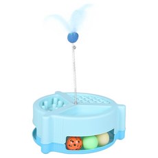 Truly House 寵物超趣味多功能羽毛玩具 慢食轉盤碗, 藍色, 1個