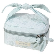 手提大蝴蝶结緹花雲朵方形化妝包