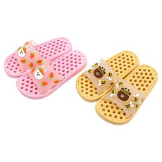 Hearty Friends 立體襯墊兒童浴室拖鞋, 粉紅色 + 黃色, 2個