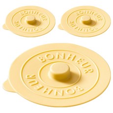 FANCY LIFE 矽膠密封杯蓋 英文款, 黃色, 3個