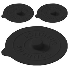 FANCY LIFE 矽膠密封杯蓋 英文款, 黑色, 3個