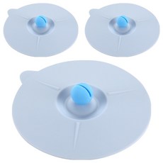 FANCY LIFE 矽膠密封杯蓋 圓頭款, 3個, 天藍色
