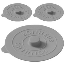 FANCY LIFE 矽膠密封杯蓋 英文款, 淺灰色, 3個