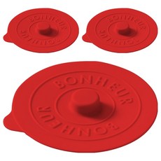 FANCY LIFE 矽膠密封杯蓋 英文款, 紅色, 3個