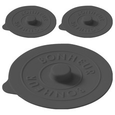 FANCY LIFE 矽膠密封杯蓋 英文款, 深灰, 3個