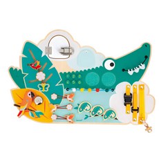 Janod 鱷魚技能板 觸覺玩具, 1個, 綠色 + 黃色