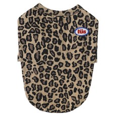 TUSTUS 狗狗豹紋T恤, 棕色, 1個