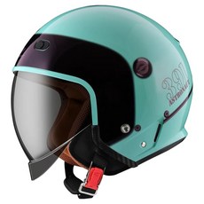 ZEUS HELMET 瑞獅 酷炫版復古安全帽內崁式遮陽鏡片款 ZS-391(A28), 翠藍綠 + 黑銀色
