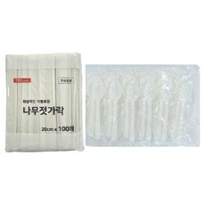 Draw Life 木筷 100入 + 白色湯匙 100入 套組, 1套, 200入