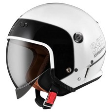 ZEUS HELMET 瑞獅 酷炫版復古安全帽內崁式遮陽鏡片款 ZS-391(A28), 白色 + 黑銀色