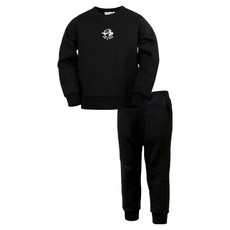 Uravi 兒童刺繡刷毛大學T + 鬆緊帶束口褲運動套裝