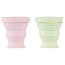 Laterre 矽膠迷你杯隨行杯 200ml x 2件組, 粉紅色, 薄荷綠, 1套